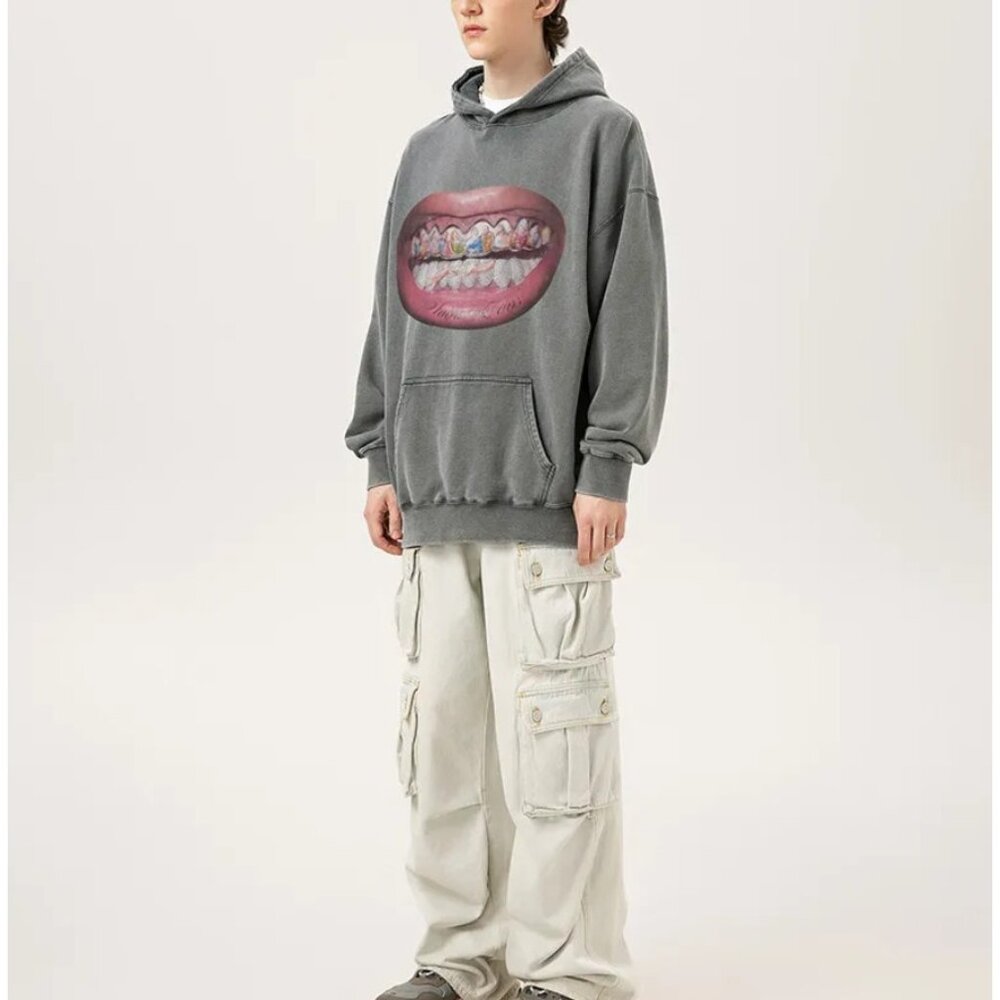 Saint Tears Oversized Hoodie Mouth Teeth Graphic Jesus Water Into Wine Large‎